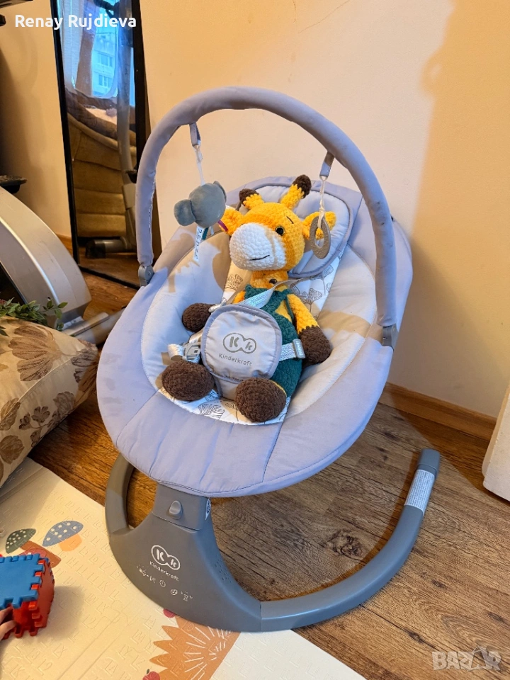 Електрически шезлонг/люлка KinderKraft, 2 в 1, LULI, Сива, снимка 1