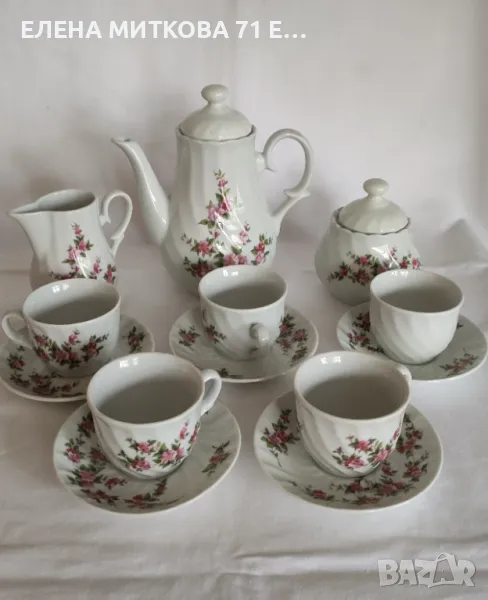 Непълен порцеланов сервиз за кафе на "Китка" Нови пазар, снимка 1