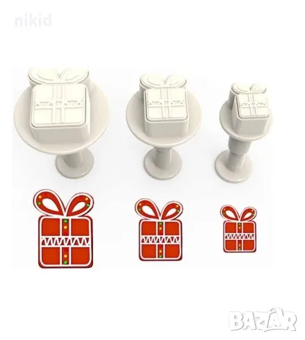 3 бр подарък подаръци пластмасови резци резец форма форми за тесто фондан сладки, снимка 1