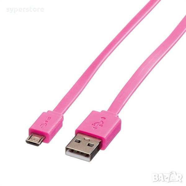 Кабел  USB2.0 A-Micro B, M/M, 1m Розов SS301019, снимка 1