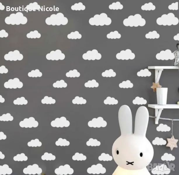 Стикер за стена "Облачен Рай: 46 Облачета за Детска Стая" , снимка 1