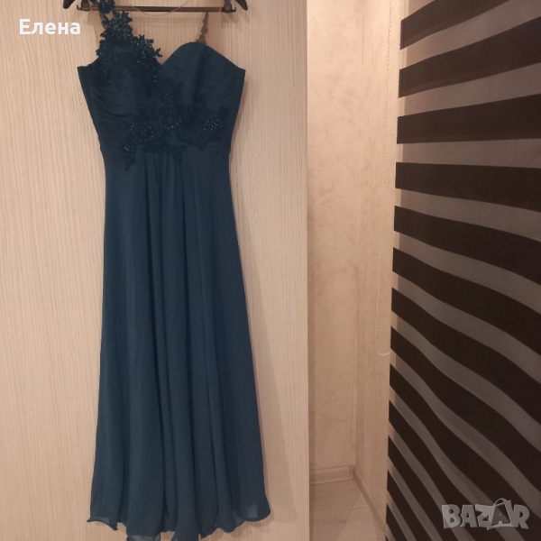Официална рокля в цвят петрол, снимка 1