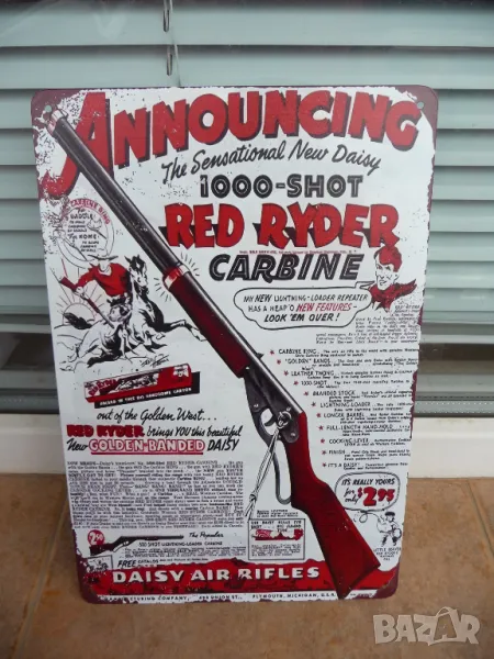 Метална табела разни пушка карабина каубой Дивия запад изстрели стрелба, снимка 1