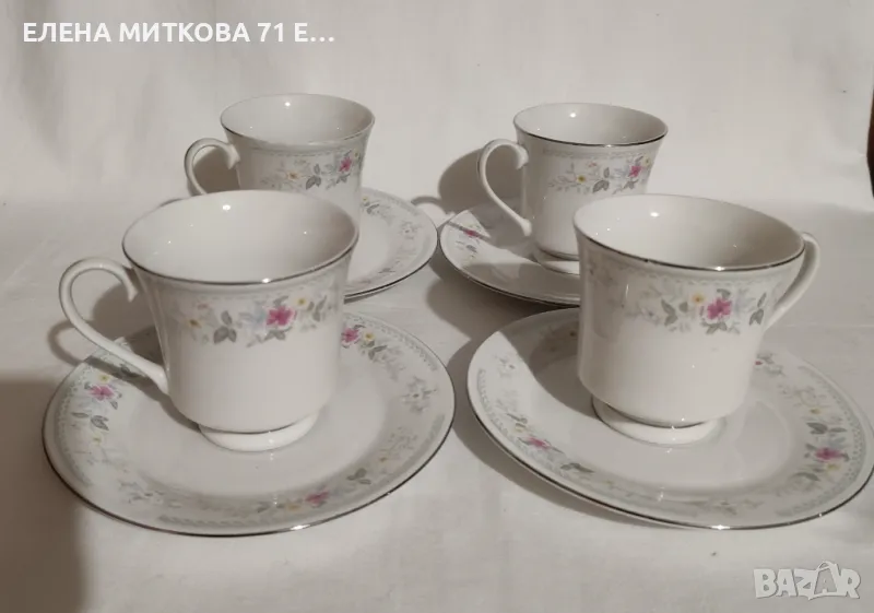 4 двойни сета за чай от фин китайски порцелан с маркировка, снимка 1