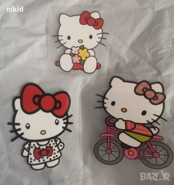 2 вида Коте Кити Hello Kitty щампа термо апликация картинка за дреха блуза чанта, снимка 1