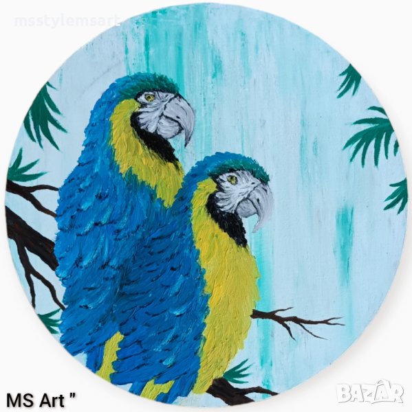 Папагали Ара " Кръгла картина , снимка 1