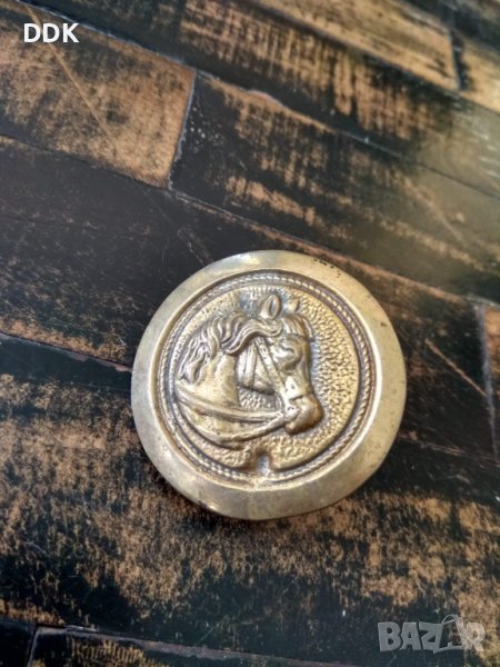 Старинна месингова катарама с конска глава, снимка 1