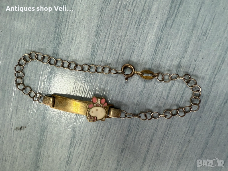 Детска сребърна гривна с позлата №7542 , снимка 1