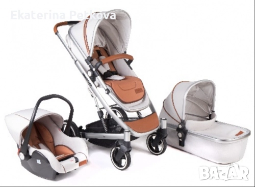Kikka Boo - Бебешка количка 'Divaina' 3в1 Melange grey + чанта, снимка 1