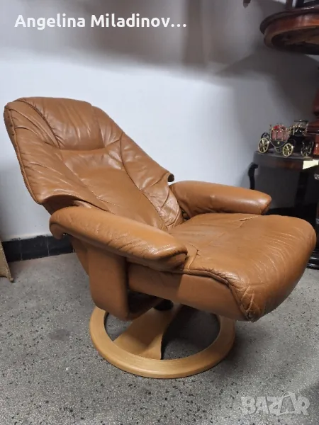 Фотьойл,  кресло естествена кожа със зони за релакс , снимка 1