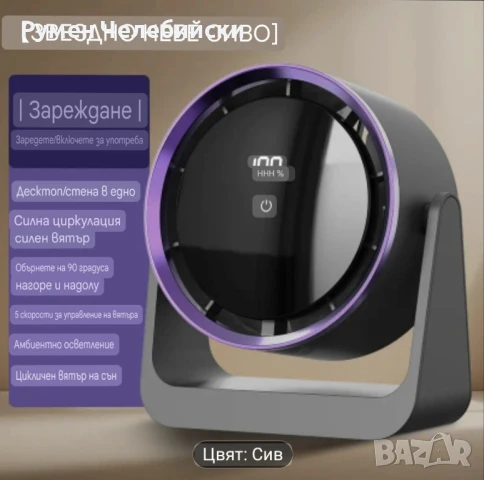 Модерен Мобилен Вентилатор , снимка 2 - Вентилатори - 50637173