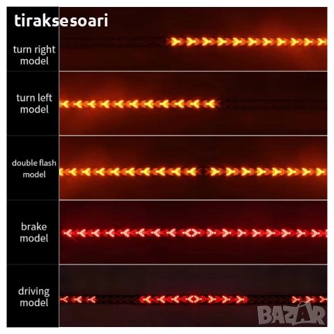 120 СМ LED лента за задна броня с 3 светлини - стоп, габарит и мигач, снимка 3 - Аксесоари и консумативи - 52822618