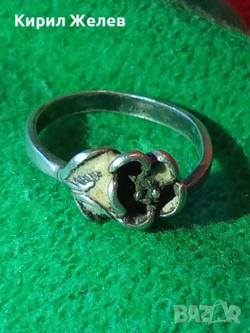 НЕЖЕН ФЛОРАЛЕН СРЕБЪРЕН ПРЪСТЕН - ЦВЕТЕ СРЕБРО 925 СТАРА МАЙСТОРСКА ИЗРАБОТКА 36596