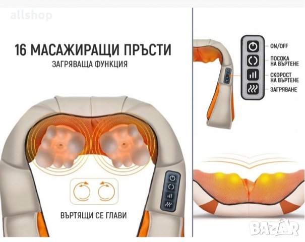 ПОГЛЕЗИ И ОТПУСНИ ТЯЛОТО СИ С 3D ШИАЦУ МАСАЖ с 6 бутона, снимка 3 - Масажори - 34573088