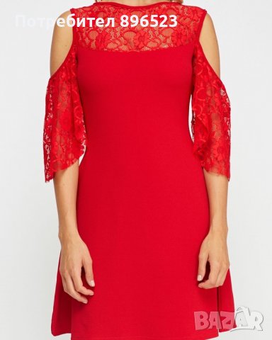 НОВО!Дамска дантелена червена рокля L размер, снимка 1