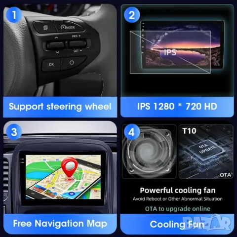 9" 2-DIN мултимедия с Android 13, 32GB ROM , 4GB RAM DDR3_32, снимка 16 - Аксесоари и консумативи - 48722500