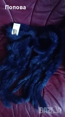 "Combipel" шал естествен косъм/тъмно син/, снимка 5 - Шалове - 47819407