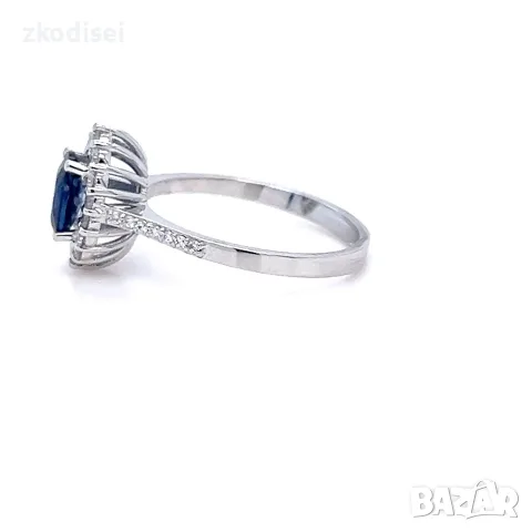 Златен пръстен със сапфир 0.77Ct. и диаманти 0.31Ct. чистота:SI размер:54 модел:42927-1, снимка 4 - Пръстени - 55824633