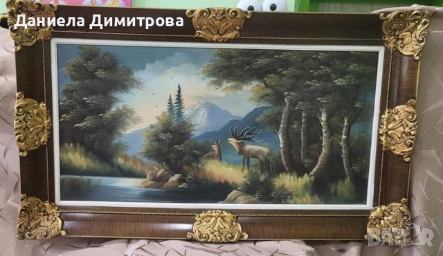 Картина с ловен мотив рисувана на платно