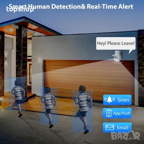 Hiseeu 5MP безжична PTZ система IP66 4 бр. WiFi камери,1TB твърд диск, 4K 10CH NVR, 2-посочно аудио, снимка 5 - Комплекти за видеонаблюдение - 50494941