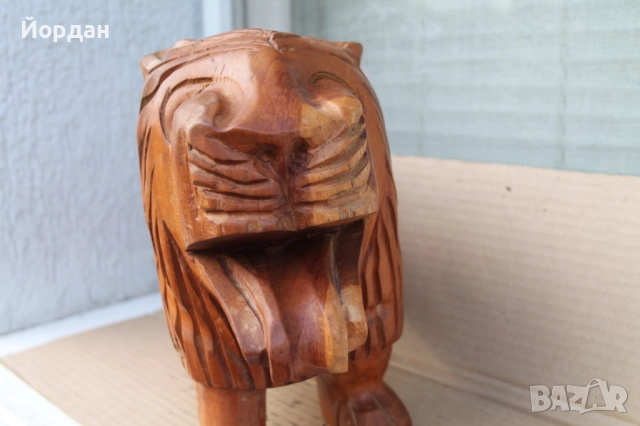 Дървена скулптура на лъв, снимка 10 - Антикварни и старинни предмети - 52392568