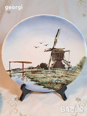 немска декоративна порцеланова чиния с вятърна мелница 34/1