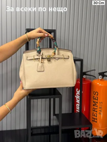 Hermes Birkin Луксозна Дамска Чанта С Декоративен Шал - Различни Цветове Код SEM-795, снимка 4 - Чанти - 56121497