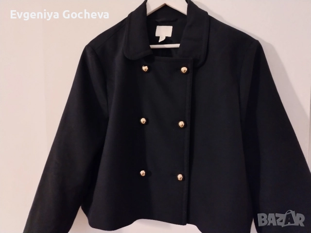 късо палто H&M XXL тъмносиньо, снимка 2 - Якета - 52030113