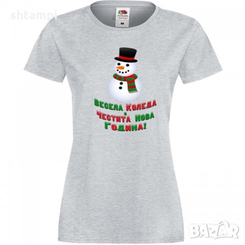 Дамска тениска Коледа Весела Коледа и Честита нова година Snowman, снимка 4 - Тениски - 34690791