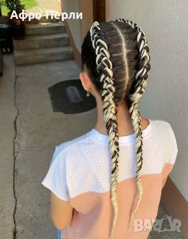 🩷Боксьорски Плитки 🌸Box braids Детски прически Опашки Бохо Туистъри Ариел Къдрици Афро Канекалон , снимка 2 - Аксесоари за коса - 55848260