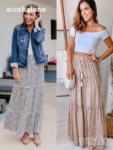 Курортна дамска пола с принт на точки, 2цвята 