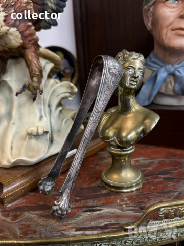 Стара дебело посребрена щипка за лед / сладки. №7780, снимка 12 - Антикварни и старинни предмети - 52876980