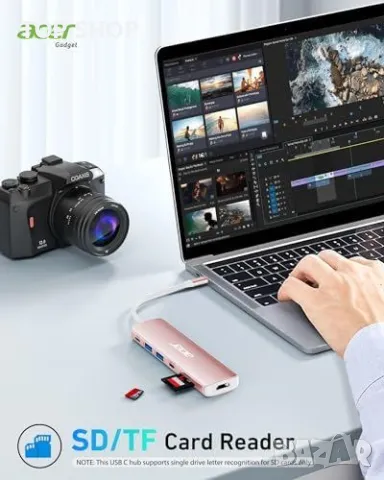 Нов Мултипортов Адаптер USB-C към HDMI, PD 100W, 7 в 1 хъб, снимка 4 - Друга електроника - 49451242