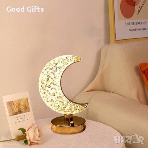 LED декоративна настолна лампа Луна, сензорна, трицветна, затъмняваща, снимка 3 - Лед осветление - 42308912