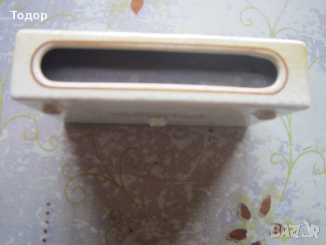 Уникален старинен порцеланов голям кибритник с кибрит, снимка 3 - Колекции - 33937725