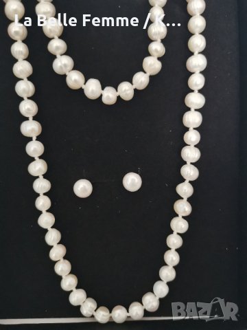 Комплект : колие, гривна и обеци с перли , снимка 3 - Колиета, медальони, синджири - 35777874