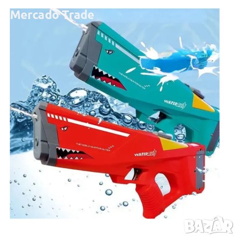 Воден пистолет Mercado Trade, Акула, За деца, 40см., Син, снимка 8 - Електрически играчки - 41335013