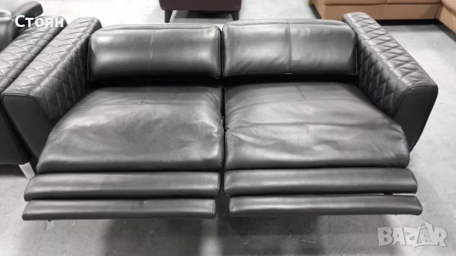 Черен комплект кожени дивани тройка и двойка "Tolouse", снимка 10 - Дивани и мека мебел - 40284623