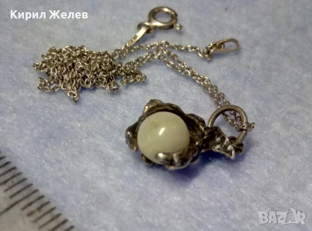 ФИГУРАЛЕН ГОТИК АРТ СРЕБЪРЕН ПЕНДАНТ с НЕЖНА СРЕБЪРНА ВЕРИЖКА МАРКОВО СРЕБРО 925 и ЛУНЕН КАМЪК 40232, снимка 4 - Колиета, медальони, синджири - 50489391