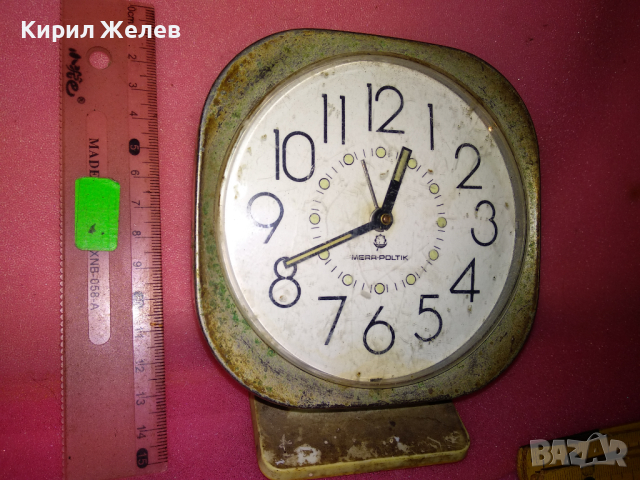 MERA-POLTIK Стар РЯДЪК ПОЛСКИ КОЛЕКЦИОНЕРСКИ МЕХАНИЧЕН БУДИЛНИК МЕРА-ПОЛТИК 26498, снимка 5 - Антикварни и старинни предмети - 44549131