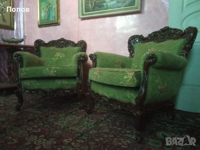Двойка барокови кресла, снимка 4 - Дивани и мека мебел - 42214734