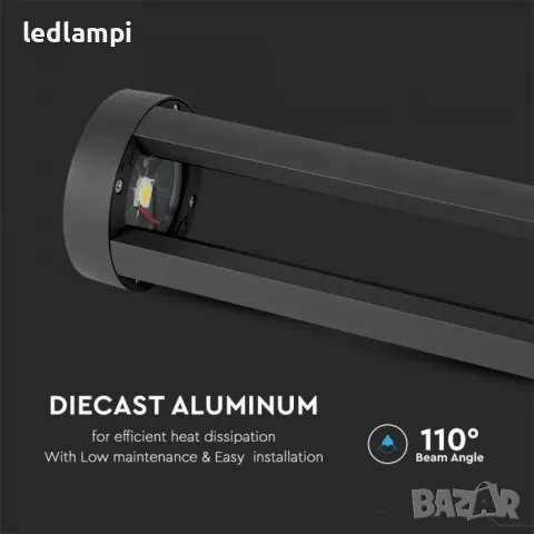 LED Градинско тяло 10W IP65 80cm черно, снимка 2 - Външни лампи - 21002754