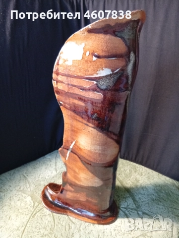 Керамична ваза немска авторска 38 см, снимка 4 - Декорация за дома - 52302122