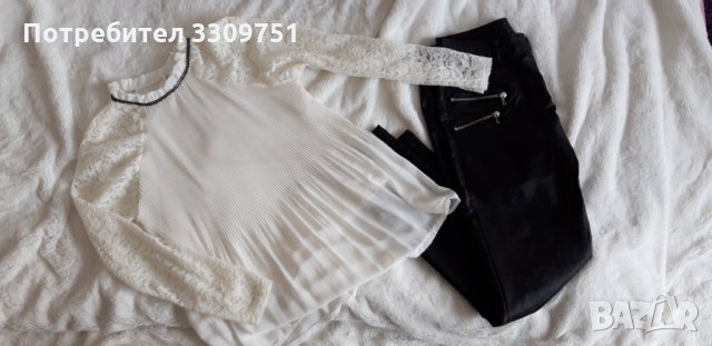 Плисирана бяла блуза с дълъг ръкав, снимка 3 - Блузи с дълъг ръкав и пуловери - 35825890