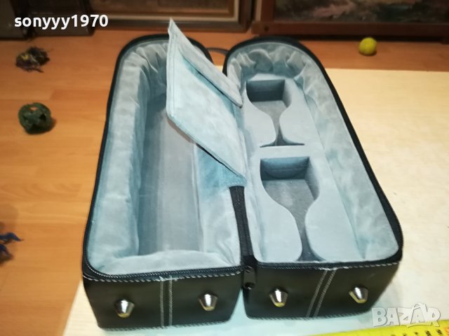 КОЖЕН КУФАР С ЦИП ЗА ШИШЕ И 2 ЧАШИ 1206231019M, снимка 14 - Колекции - 41116422