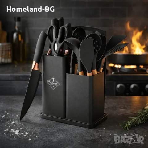 CHEFFINGER Комплект прибори от 19 части с дъска за рязане и ножове, снимка 6 - Прибори за хранене, готвене и сервиране - 56231583