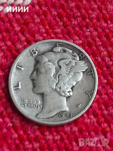 Сребърна монета дайм one dime 1943 2