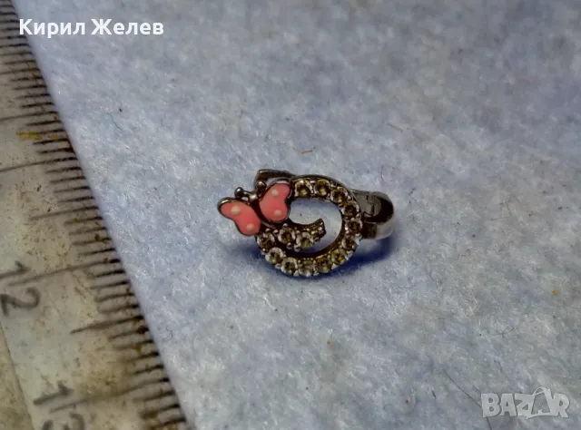 ФИГУРАЛНА АНГЛИЙСКА ЕМАЙЛИРАНА СКЪПОЦЕННА СРЕБЪРНА ОБЕЦА ПЕПЕРУДКА СРЕБРО S925  РЪЧНА РАБОТА 47543, снимка 4 - Обеци - 49682593