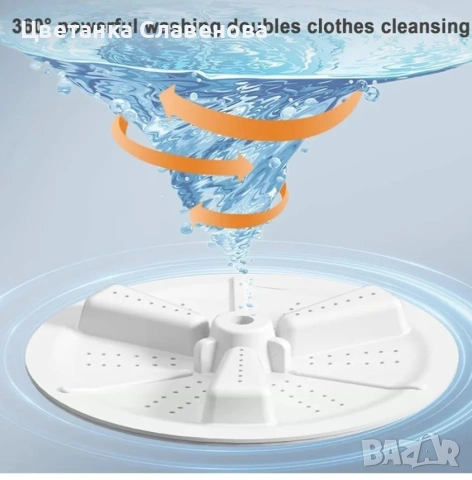 Преносима пералня, 2 в 1 голяма мини пералня, сгъваема с кош за оттичане, бежов, снимка 3 - Перални - 53100098