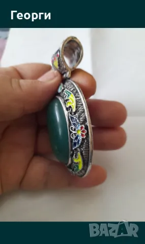 Голям медальон с ахат, снимка 4 - Колиета, медальони, синджири - 50124778